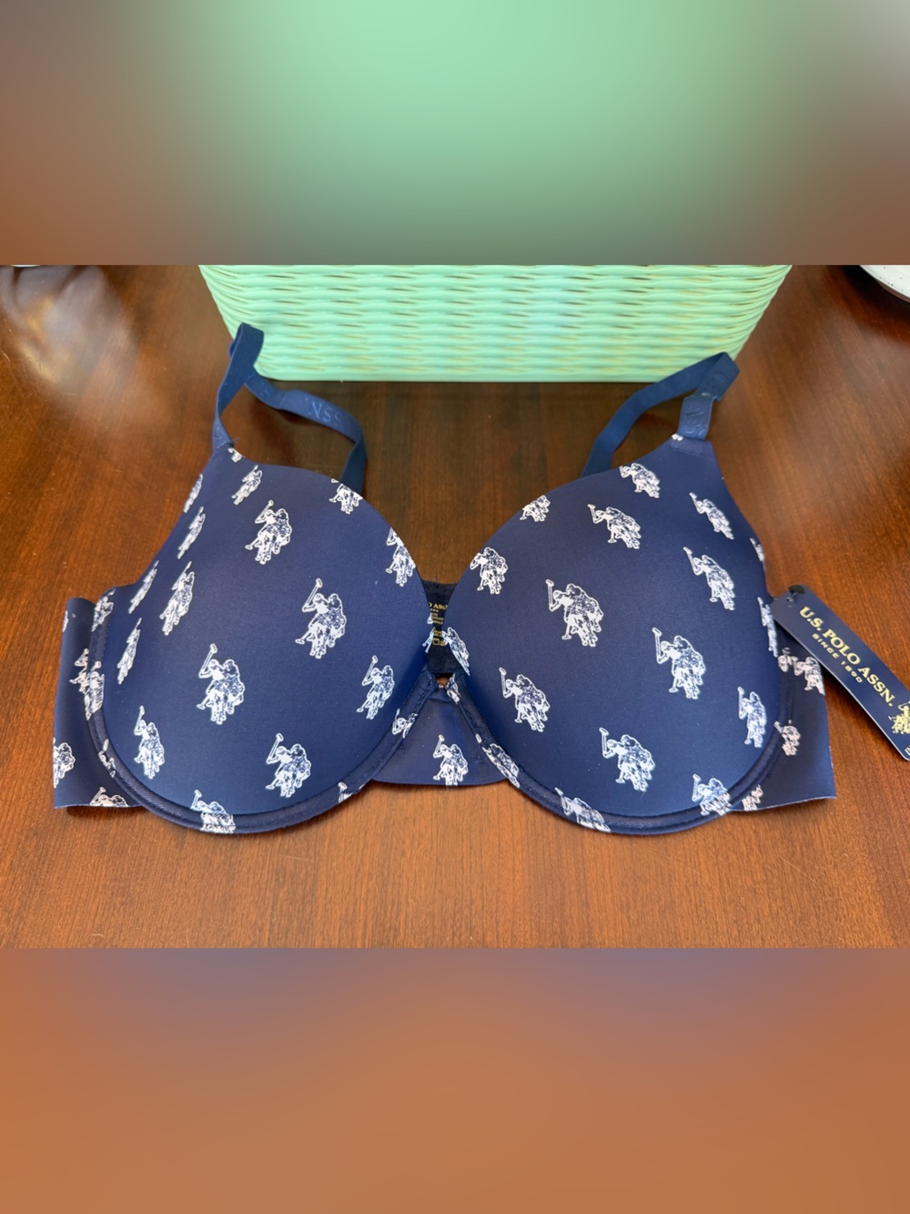 U.S. Polo Assn. Navy Logo-Print Molded T-Shirt Bra SZ 40D NWT
